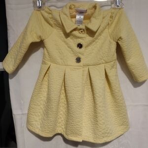Little Lass 18 Month Yellow Pea Coat Toddler Girl Gold Buttons Pleated
